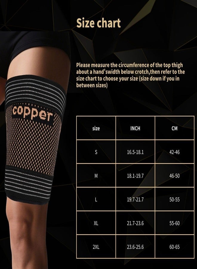 kyopyno Hamstring Compression Sleeves with Adjustable Straps - Copper Infused Thigh Sleeve Support for Running Recovery & Sports - Thigh Brace for Men & Women - Image 2