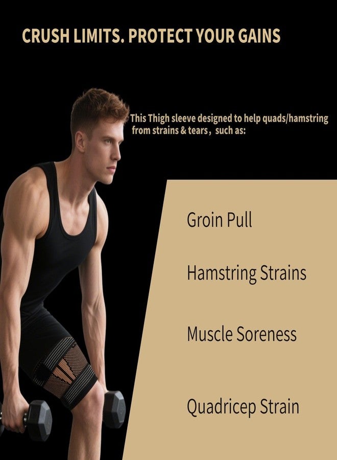 kyopyno Hamstring Compression Sleeves with Adjustable Straps - Copper Infused Thigh Sleeve Support for Running Recovery & Sports - Thigh Brace for Men & Women - Image 4