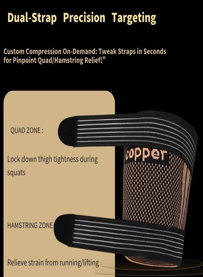 kyopyno Hamstring Compression Sleeves with Adjustable Straps - Copper Infused Thigh Sleeve Support for Running Recovery & Sports - Thigh Brace for Men & Women - Image 3