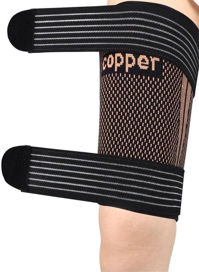kyopyno Hamstring Compression Sleeves with Adjustable Straps - Copper Infused Thigh Sleeve Support for Running Recovery & Sports - Thigh Brace for Men & Women - Image 1