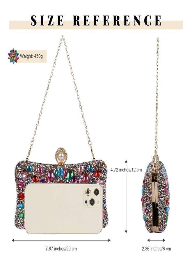 SUKUTU Women Rhinestone Evening Bag MultiColored Dazzling Crystal Clutch Bag Party Bridal Wedding Cocktail Handbag - Image 3