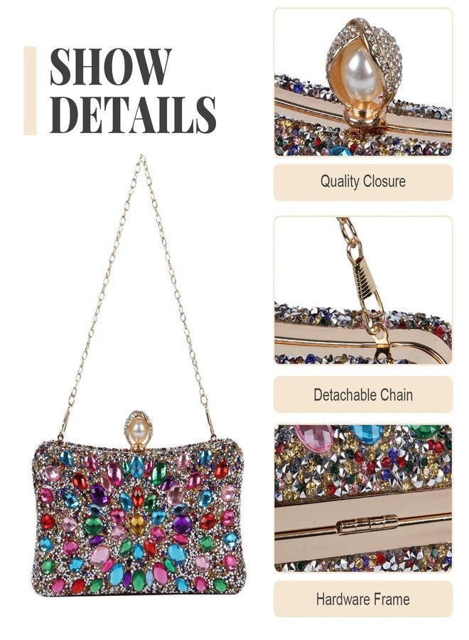 SUKUTU Women Rhinestone Evening Bag MultiColored Dazzling Crystal Clutch Bag Party Bridal Wedding Cocktail Handbag - Image 5