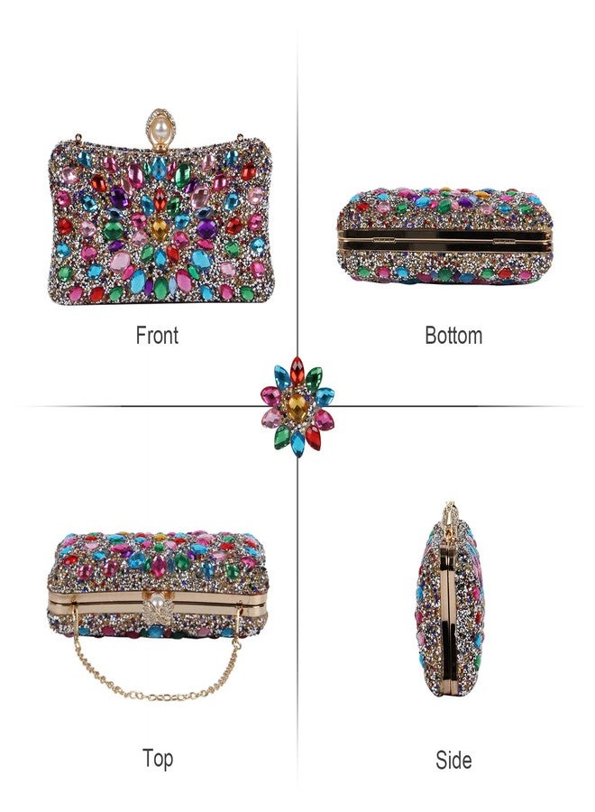 SUKUTU Women Rhinestone Evening Bag MultiColored Dazzling Crystal Clutch Bag Party Bridal Wedding Cocktail Handbag - Image 2