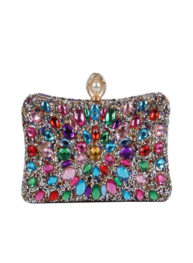 SUKUTU Women Rhinestone Evening Bag MultiColored Dazzling Crystal Clutch Bag Party Bridal Wedding Cocktail Handbag - Image 1