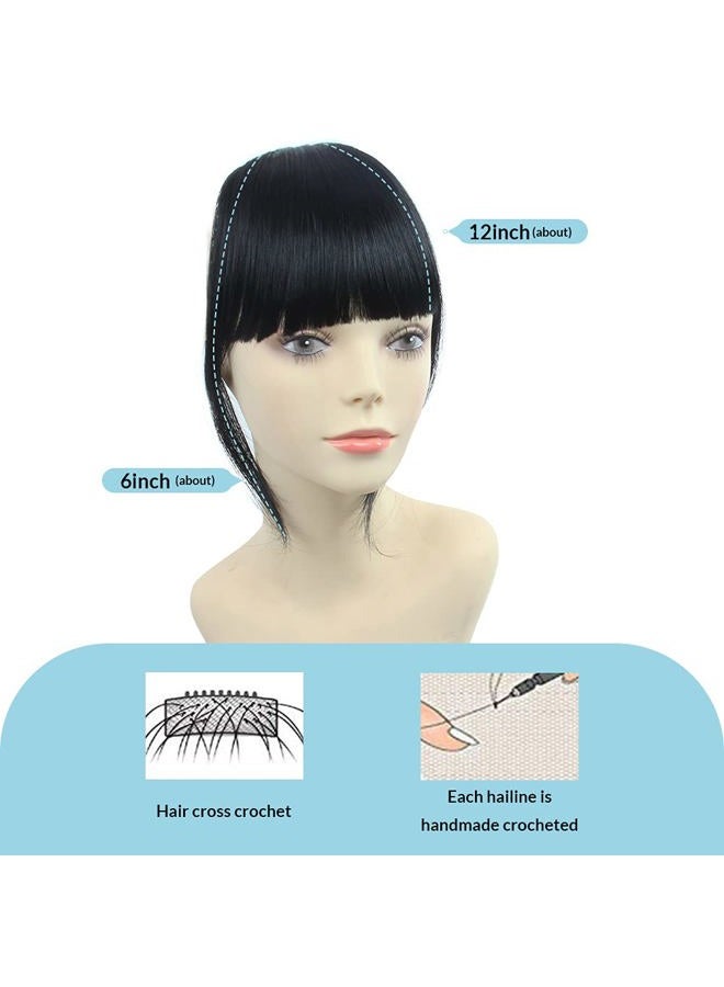 SHINON Bangs Hair Clip in Human Hair Bangs Unprocessed Fringe Hair with Temple Thick Bangs 1b Black Color - Image 2