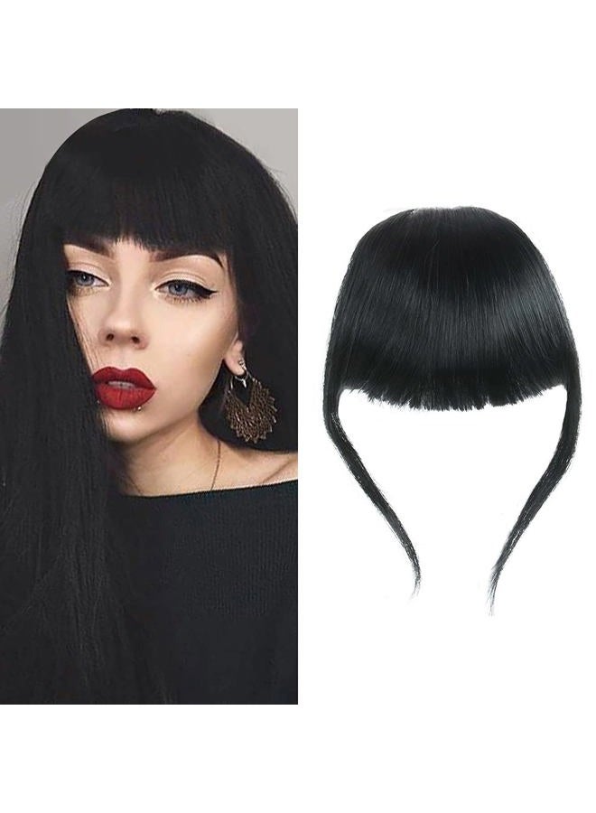 SHINON Bangs Hair Clip in Human Hair Bangs Unprocessed Fringe Hair with Temple Thick Bangs 1b Black Color - Image 1