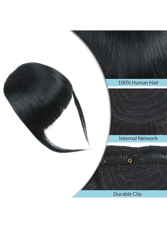 SHINON Bangs Hair Clip in Human Hair Bangs Unprocessed Fringe Hair with Temple Thick Bangs 1b Black Color - Image 4