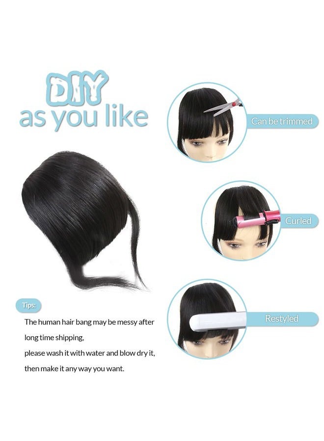 SHINON Bangs Hair Clip in Human Hair Bangs Unprocessed Fringe Hair with Temple Thick Bangs 1b Black Color - Image 5