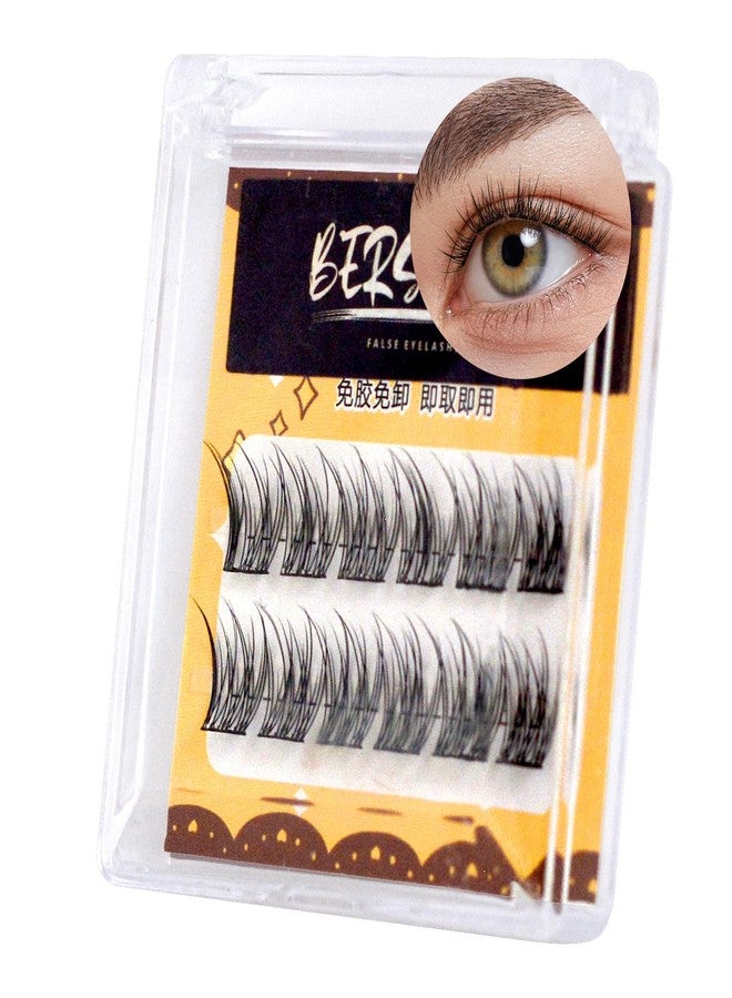 BERSHNOR Wispy Self Adhesive Eyelashes Clusters No Glue Needed Natural Look False Lashes Extensions Wispy Fluffy Faux Mink Lash Clusters Glueless Lashes - Image 1