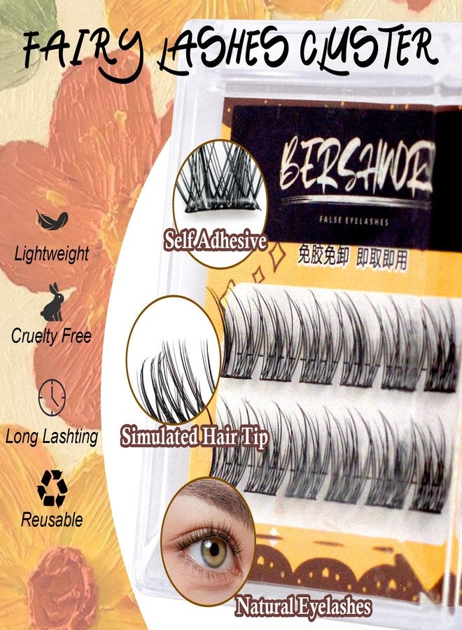BERSHNOR Wispy Self Adhesive Eyelashes Clusters No Glue Needed Natural Look False Lashes Extensions Wispy Fluffy Faux Mink Lash Clusters Glueless Lashes - Image 4