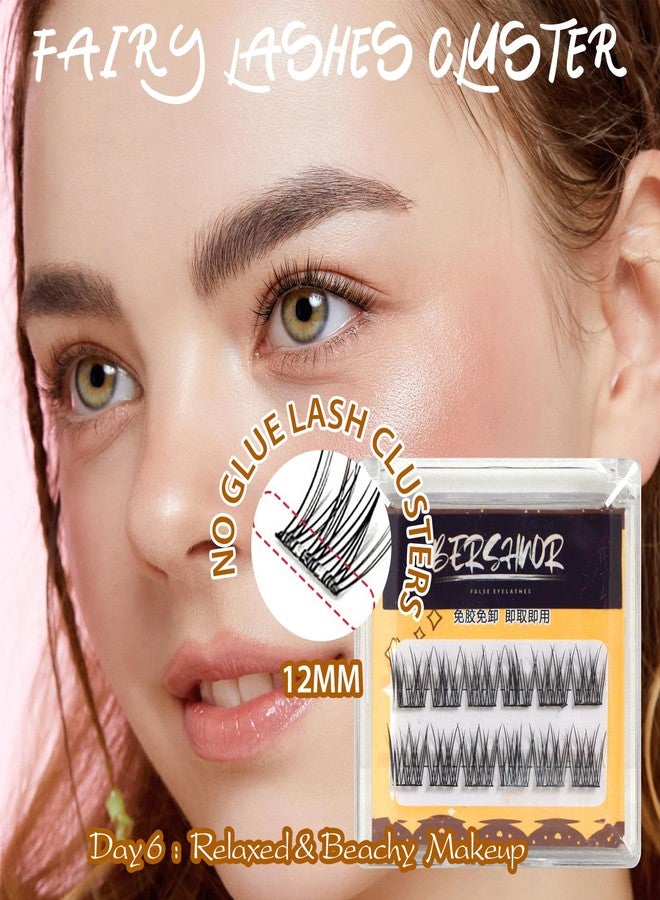 BERSHNOR Wispy Self Adhesive Eyelashes Clusters No Glue Needed Natural Look False Lashes Extensions Wispy Fluffy Faux Mink Lash Clusters Glueless Lashes - Image 2
