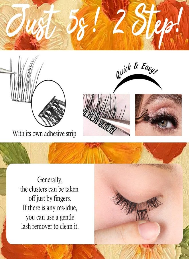 BERSHNOR Wispy Self Adhesive Eyelashes Clusters No Glue Needed Natural Look False Lashes Extensions Wispy Fluffy Faux Mink Lash Clusters Glueless Lashes - Image 5