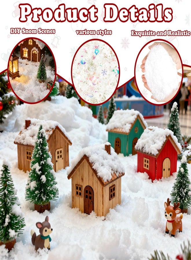 وورم تري زينة ثلج صناعي من وورم تري، ثلج صناعي لتزيين عيد الميلاد، ثلاثة أنماط من الثلج المتلألئ، مسحوق ثلج صناعي بلاستيكي لحشو الهدايا، زينة حفلات عيد الميلاد وعطلات الشتاء (200 غرام) - Image 2