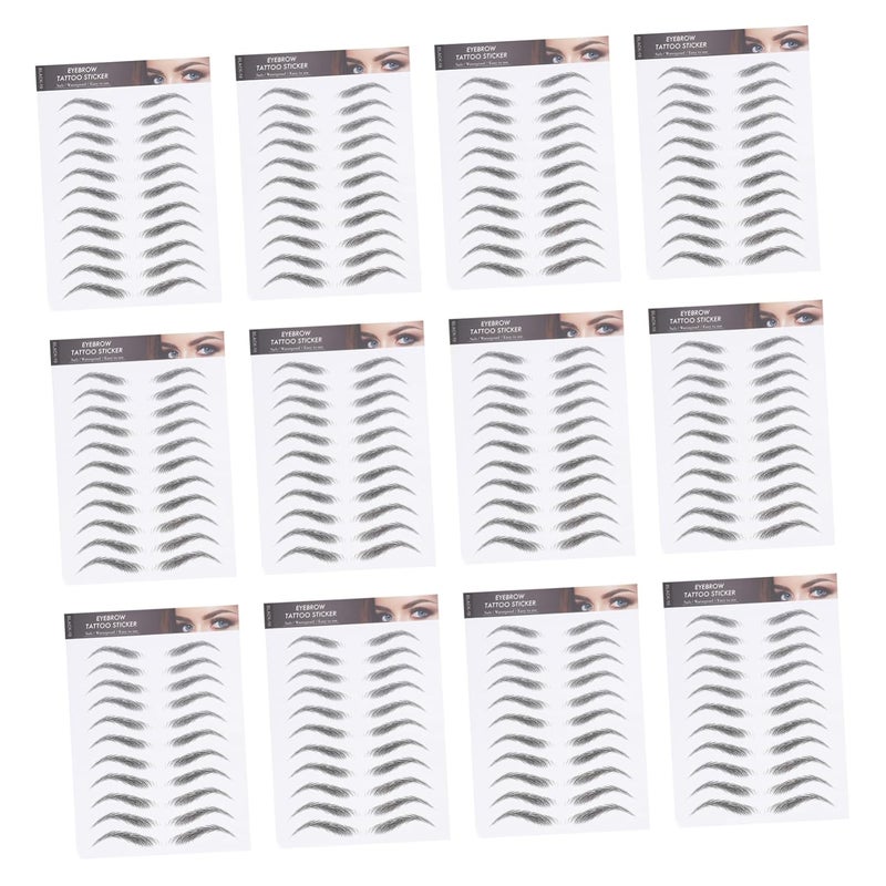 FOMIYES 12 Sheets Eyebrow Stencils Brow Charm Tattoo Hair-like False Eyebrows Cosmetics for Women Makeup - Image 1