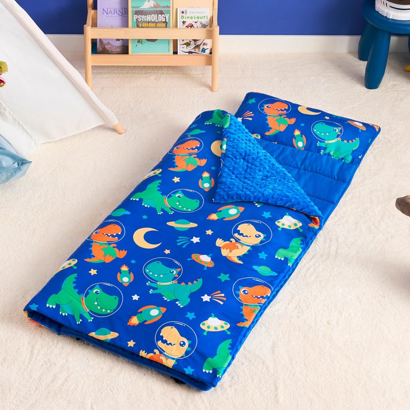 JOIEDOMI Toddler Nap Mat with Pillow & Blanket - 55''*30'' for Kids Ages 3-7 Years - Roll Up Nap Mat for Preschool - Soft Dinosaur Kids Sleeping Mat - for Boys Girls Kindergarten Daycare Sleepover - Image 2