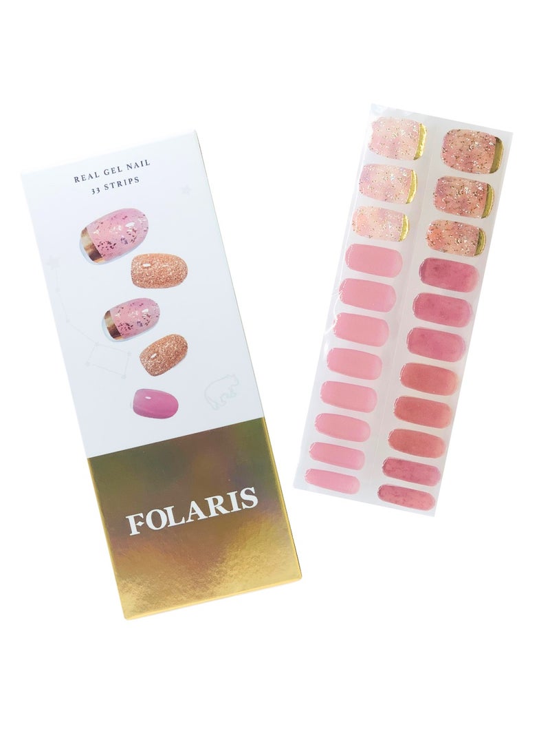 FOLARIS Pinky Nail Gel Strips – 33-Piece Glitter Set, Long-Lasting Shine, Made in Korea, Easy Application, Salon Look at Home - Image 1