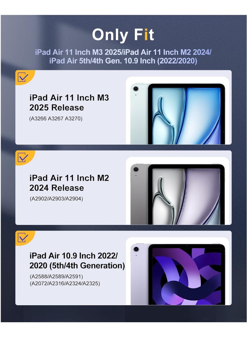 DUSALA Case for iPad Air 11 Inch (M3/M2-2025/2024) with Pencil Holder, iPad Air 5th/4th Generation Case (2022/2020) 10.9 Inch, Slim Protective Cover with Clear Back, Auto Wake/Sleep, (Blue) - Image 2