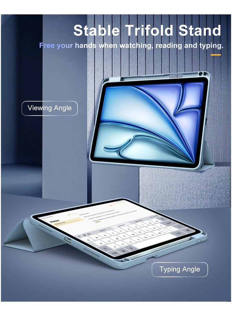 DUSALA Case for iPad Air 11 Inch (M3/M2-2025/2024) with Pencil Holder, iPad Air 5th/4th Generation Case (2022/2020) 10.9 Inch, Slim Protective Cover with Clear Back, Auto Wake/Sleep, (Blue) - Image 4