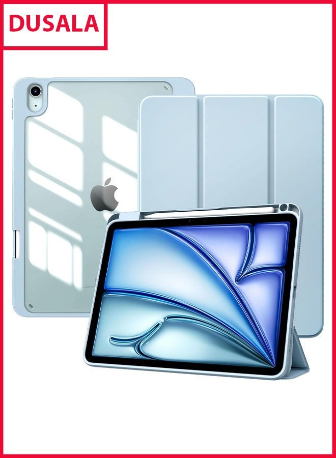 DUSALA Case for iPad Air 11 Inch (M3/M2-2025/2024) with Pencil Holder, iPad Air 5th/4th Generation Case (2022/2020) 10.9 Inch, Slim Protective Cover with Clear Back, Auto Wake/Sleep, (Blue) - Image 1