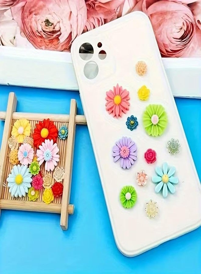 Neobaby Flatback DIY Flower Resin Embellishments, Multicolor, Daisy Shapes, Mixed Sizes, Craft Decorations for Jewelry, Scrapbooking Phone Case Decor Hair Accessories Making (Pack of 50 Pcs) - Image 3