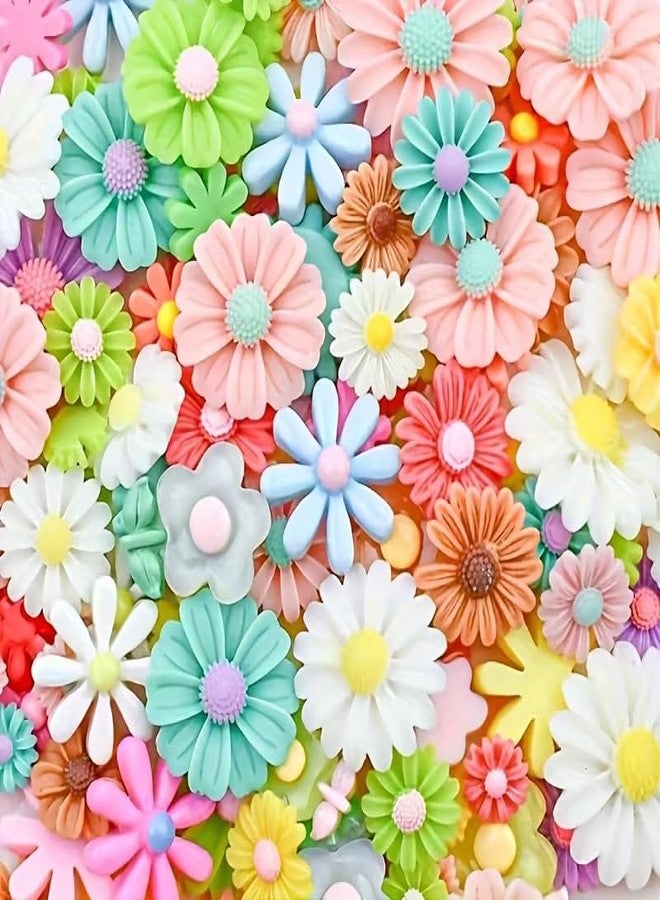 Neobaby Flatback DIY Flower Resin Embellishments, Multicolor, Daisy Shapes, Mixed Sizes, Craft Decorations for Jewelry, Scrapbooking Phone Case Decor Hair Accessories Making (Pack of 50 Pcs) - Image 1