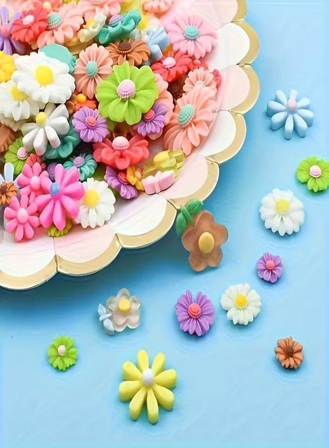 Neobaby Flatback DIY Flower Resin Embellishments, Multicolor, Daisy Shapes, Mixed Sizes, Craft Decorations for Jewelry, Scrapbooking Phone Case Decor Hair Accessories Making (Pack of 50 Pcs) - Image 2