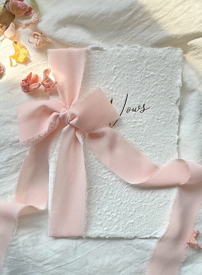 Generic Hand-torn chiffon ribbon tassel bow band, Beige+Pink+Snow bud  - Image 4