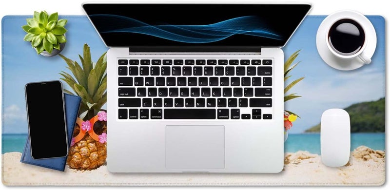 SSOIU Extended Gaming Mouse Pad (35.5x15.7 in), Large Stable Rubber Base Mousepad with Stitched Edges, Keyboard Mouse Mat Desk Pad for Work, Game, Office, Home - Funny Pineapples - Image 4