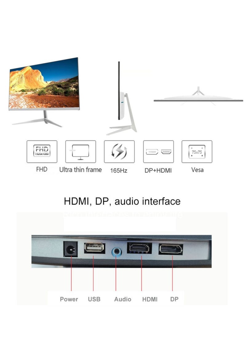 HILUKE - 27 inch Curved Gaming Monitor,165Hz PC Monitor Full HD 1440P, Frameless 2800R Computer Display with FreeSync & Eye-Care Technology, Wall Mountable, DP, HDMI Port (Black) - Image 1