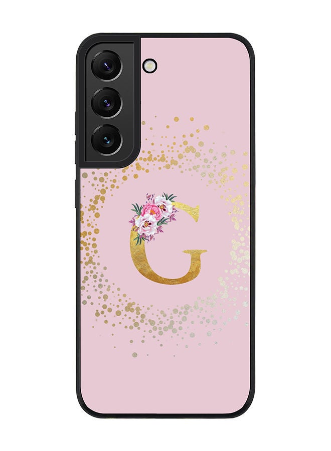 Stylizedd Rugged Black edge case for Samsung Galaxy S21 FE 5G Slim fit Soft Case Flexible Rubber Edges TPU Gel Thin Cover - Custom Monogram Initial Letter Floral Pattern Alphabet - G (Pink) - Image 1