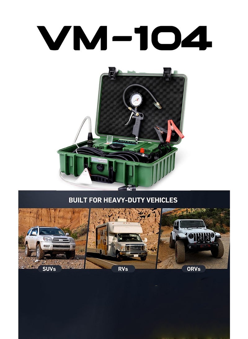 MR.SMART VM-104 Portable Air Compressor Kit for SUVs, RVs and ORVs, with Tire Pressure Gauge, 3 Nozzle Adapters, 8m Extension Hose - Image 2
