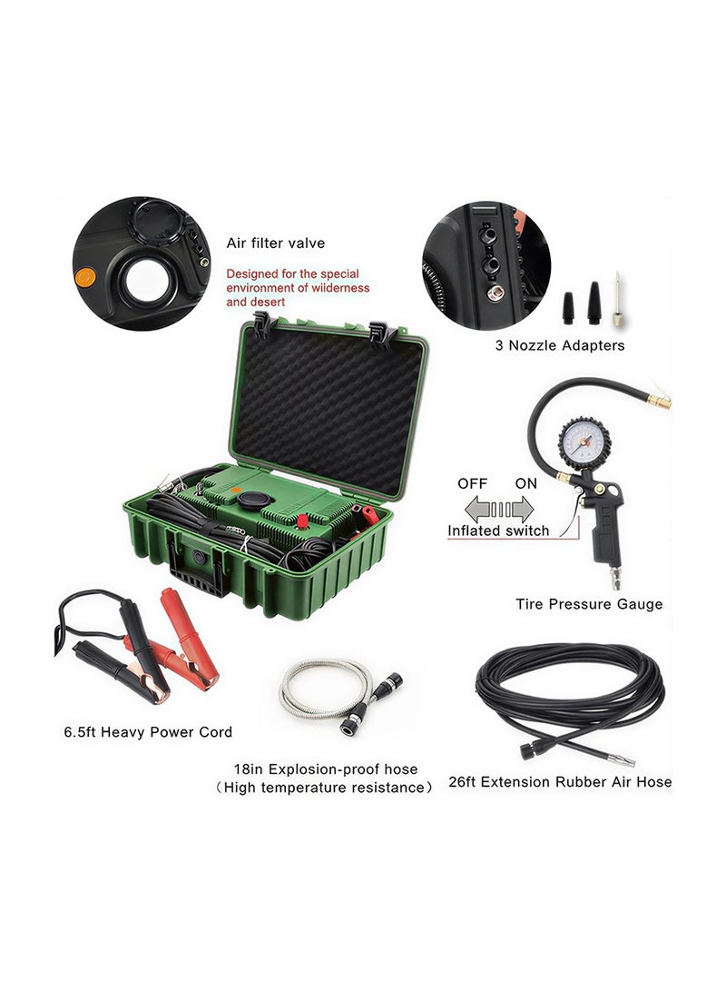MR.SMART VM-104 Portable Air Compressor Kit for SUVs, RVs and ORVs, with Tire Pressure Gauge, 3 Nozzle Adapters, 8m Extension Hose - Image 3