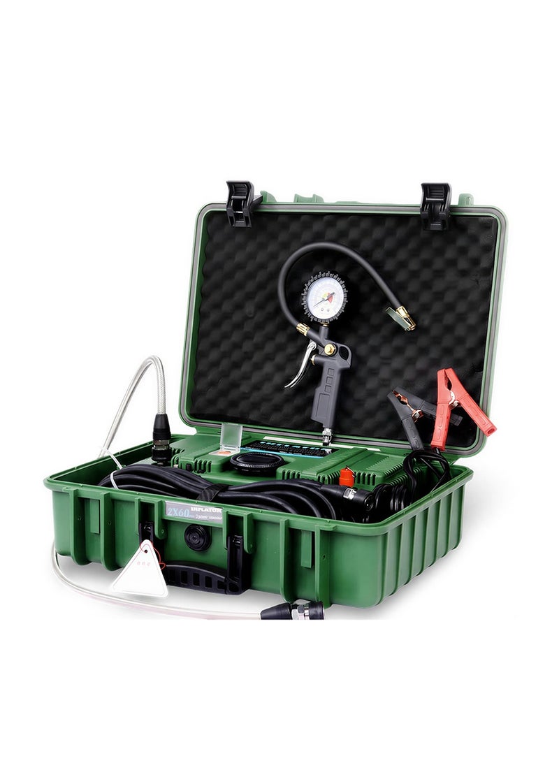 MR.SMART VM-104 Portable Air Compressor Kit for SUVs, RVs and ORVs, with Tire Pressure Gauge, 3 Nozzle Adapters, 8m Extension Hose - Image 1