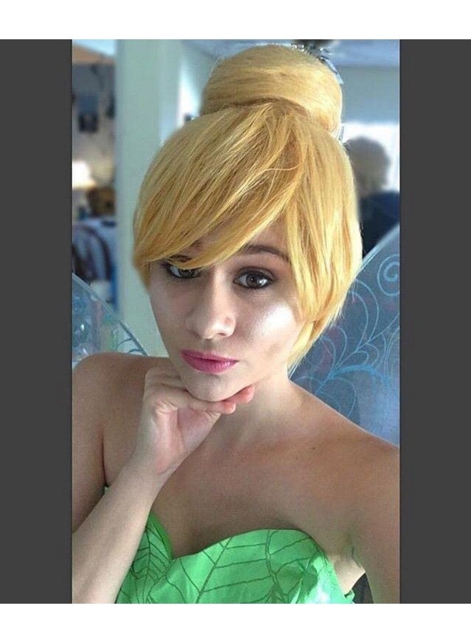 TSNOMORE Blonde Cosplay Wig for Women Short Straight Synthetic Wig with Bun Halloween Costume Party Wig for Girls - Image 4