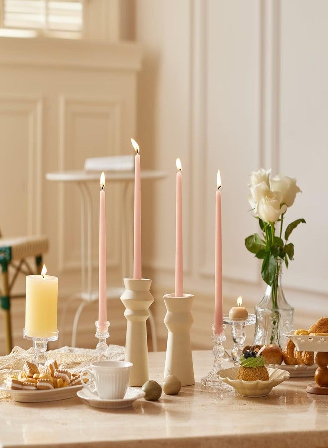Pickood 10-Inch Tall Dripless Taper Candles Set of 4 - Pearl Pink Tapered Candles, Perfect for Christmas - Smokeless, Unscented, Long Burning - Hand Poured, Colored Tall Candlesticks - Rosa Perla - Image 4