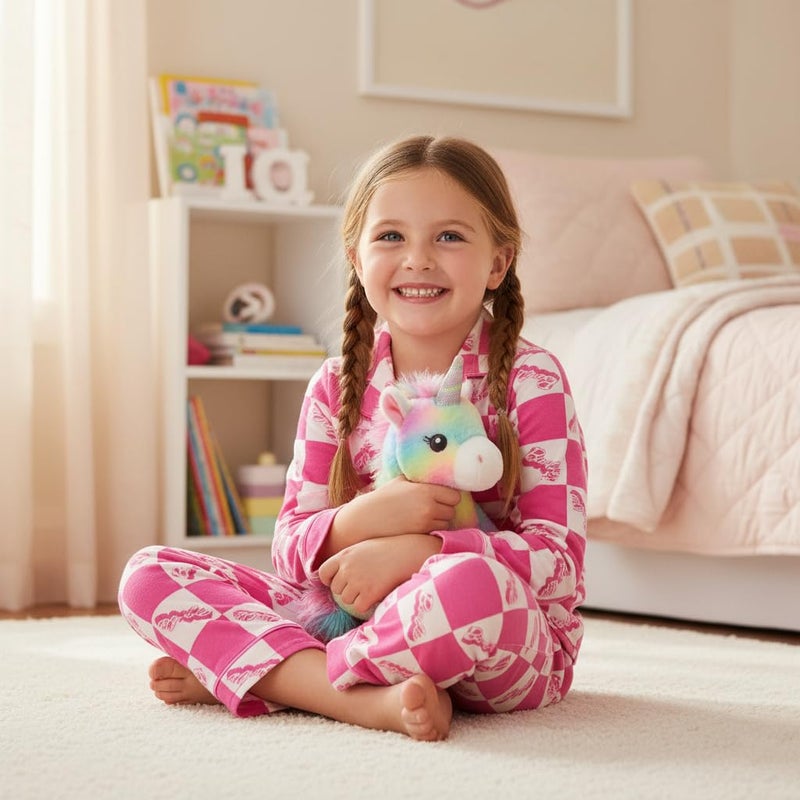 Barbie Girls Pajama Set - 2 Piece Girls Pjs Button Down Long Sleeve & Pants For Kids - Official Product Pink - Image 2