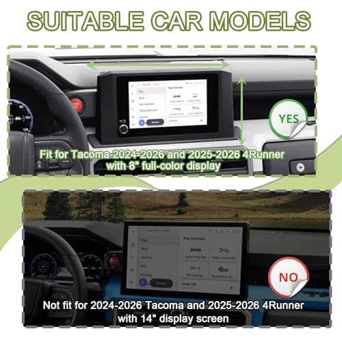 HGWEI Center Console Screen Dash Organizer Compatible with 2024-2026 Toyota Tacoma & 2025-2026 4Runner Interior Accessories w/ 8-inch Dashboard Storage Box Behind Screen Insert Tray Mount Holder Black - Image 3