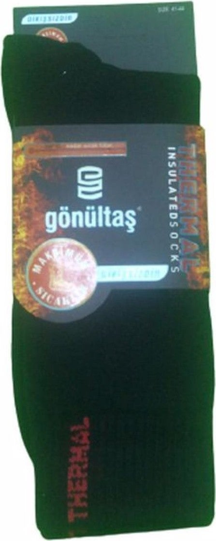 Gönültaş 12 Pairs Black Color Seamless Terry Thermal Socks