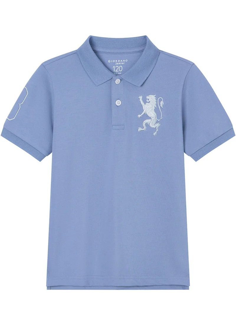 GIORDANO  Kids’ Slim Fit Lion Embroidered Cotton Polo  | Best Price UAE