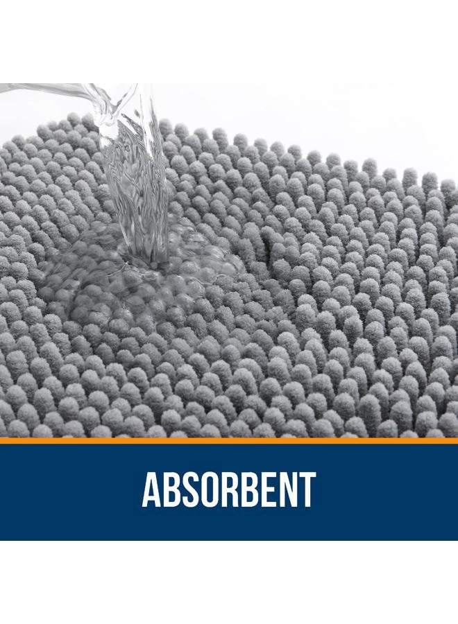 OLANLY Bathroom Rugs 45x27, Extra Soft Absorbent Chenille Bath Rugs, Rubber Backing Quick Dry, Machine Washable Bath Mats for Bathroom Floor, Tub and Shower, Home Decor Accessories, Grey - Image 4