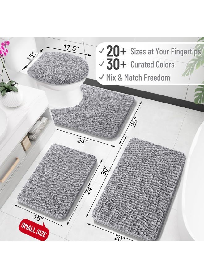 OLANLY Bathroom Rugs 45x27, Extra Soft Absorbent Chenille Bath Rugs, Rubber Backing Quick Dry, Machine Washable Bath Mats for Bathroom Floor, Tub and Shower, Home Decor Accessories, Grey - Image 2