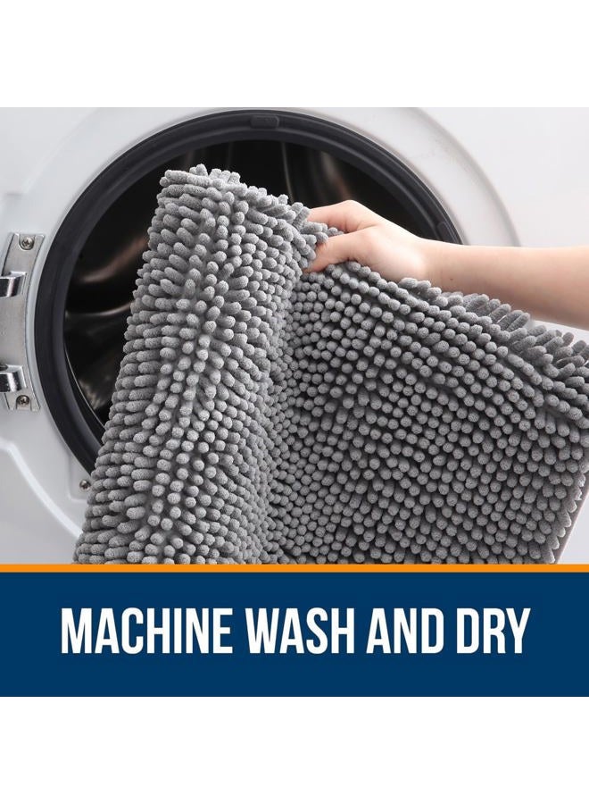 OLANLY Bathroom Rugs 45x27, Extra Soft Absorbent Chenille Bath Rugs, Rubber Backing Quick Dry, Machine Washable Bath Mats for Bathroom Floor, Tub and Shower, Home Decor Accessories, Grey - Image 5