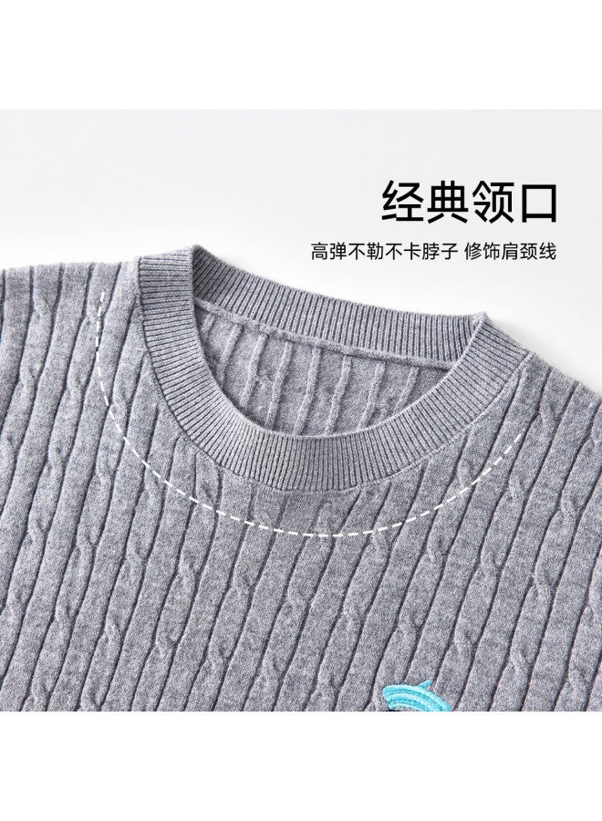 PLANDOO Extra Flatteringwomen'S Knitted Top, Autumn And Spring Style, Korean-Inspired Elegant Cable Pattern Round Neck Sweater - Image 3