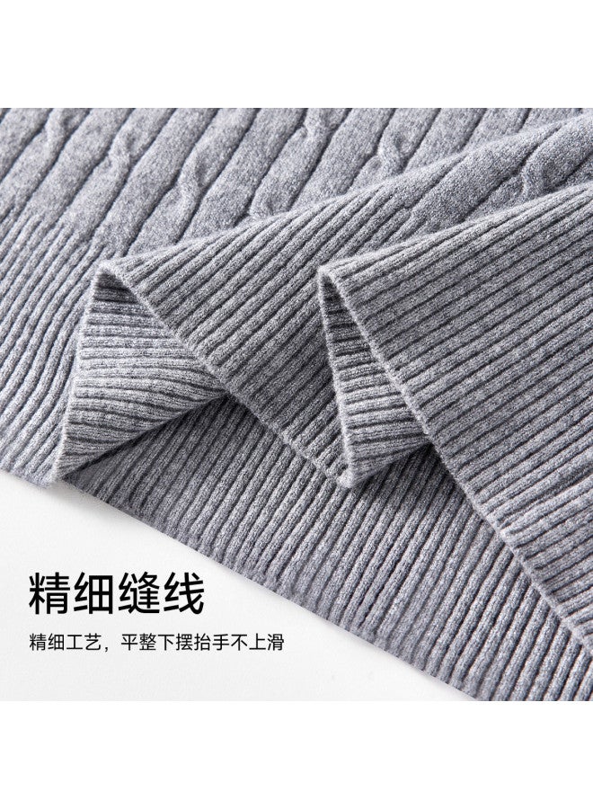 PLANDOO Extra Flatteringwomen'S Knitted Top, Autumn And Spring Style, Korean-Inspired Elegant Cable Pattern Round Neck Sweater - Image 5