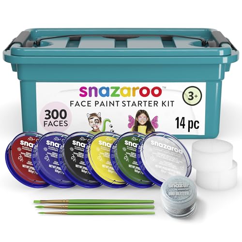Snazaroo Face Paint Mini Starter Kit, 14 Piece Set, 6 Colors - Image 1