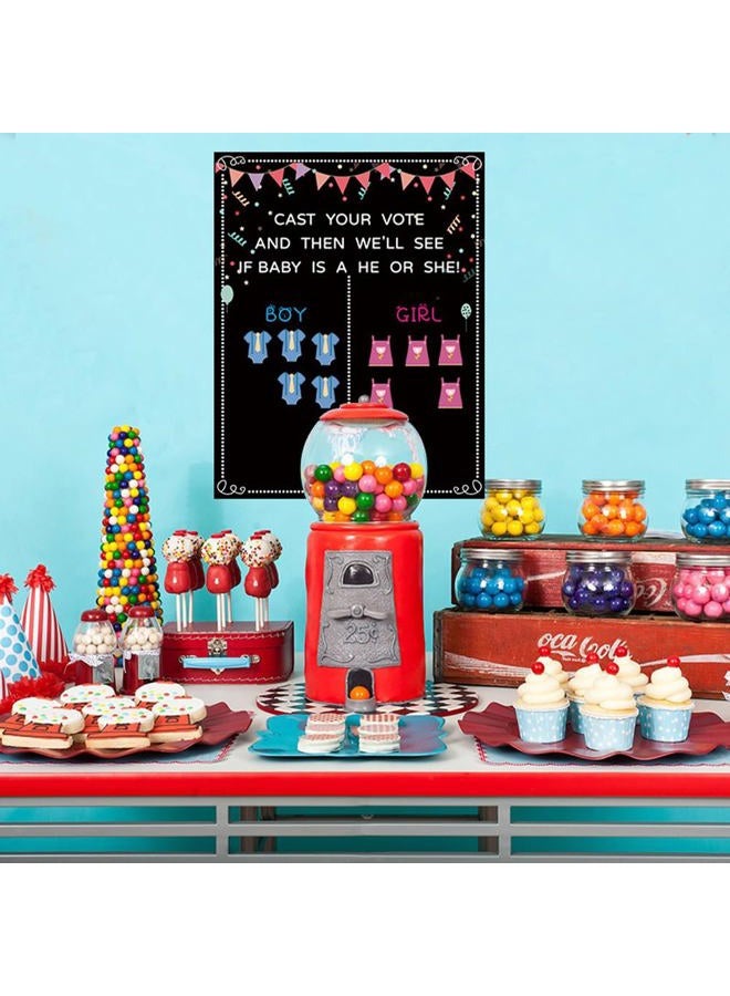 QKDS Gender Reveal Party Decoration, Gender Reveal Voting Stand Chalkboard Design with Voting Stickers, 54pcs Stickers 40pcs Silicone Wristbands for Revealing Party Baby Shower - Image 5