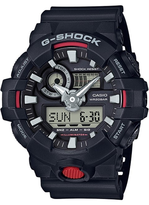 Casio G Shock Watch for Men GA-700-1A Analog Digital Black Resin Strap Alarm Men's Watch