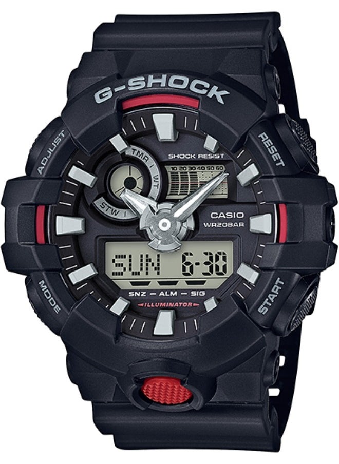 CASIO - Casio G Shock Watch for Men GA-700-1A Analog Digital Black Resin Strap Alarm Men's Watch - Image 1