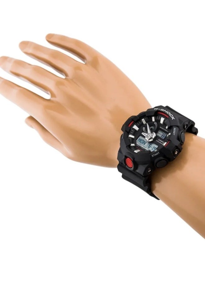 CASIO - Casio G Shock Watch for Men GA-700-1A Analog Digital Black Resin Strap Alarm Men's Watch - Image 1