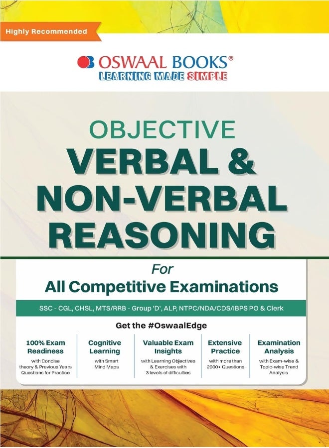 Oswaal Objective Verbal & Non-Verbal, Reasoning for all Competitive Examination, Chapter-wise & Topic-wise, A Complete Book to Master Reasoning! - Image 1